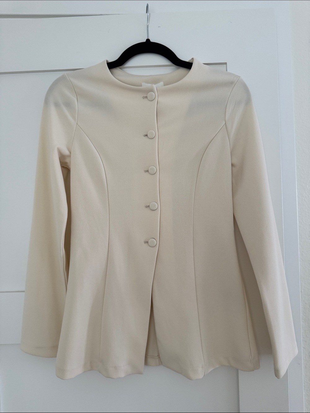 H&M Cream Collarless Blazer Jacket